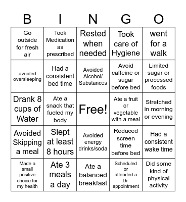 PLEASE Bingo Card