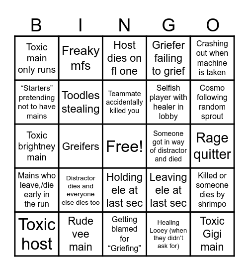 Danny’s world shenanigans Bingo Card