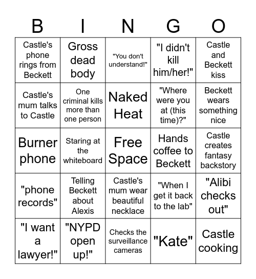 Castle Bingo Card
