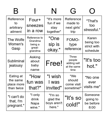 Gals Trip! Bingo Card