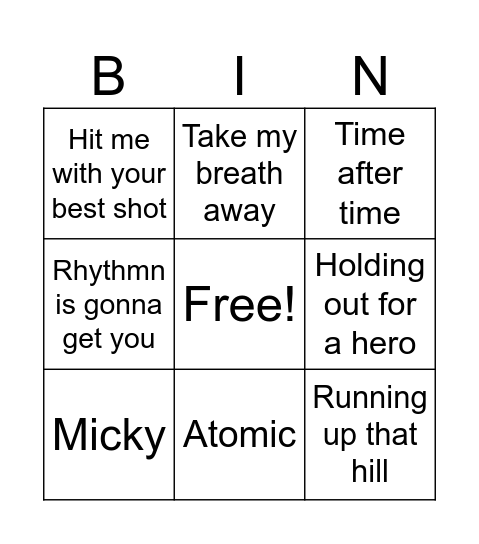 BOOMBOX BINGO Card