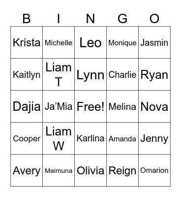Friends Bingo Card