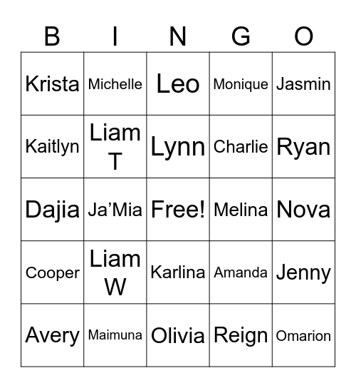 Friends Bingo Card