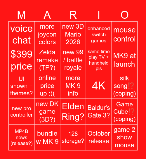 SWITCH 2 DIRECT Bingo Card