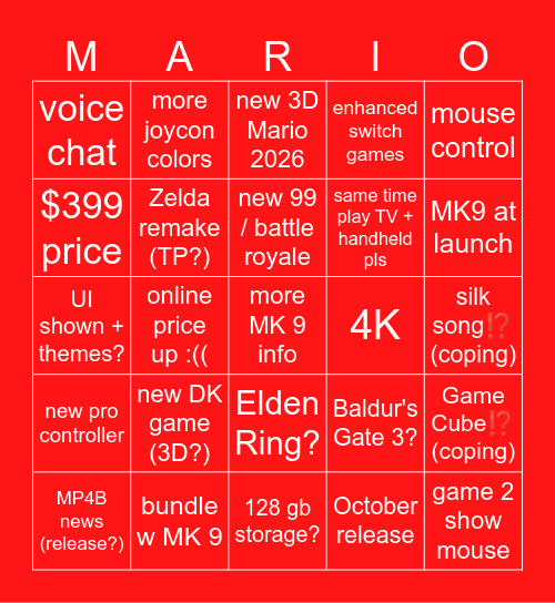 SWITCH 2 DIRECT Bingo Card