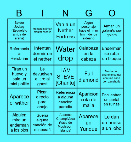 Minecraft Bingo Card