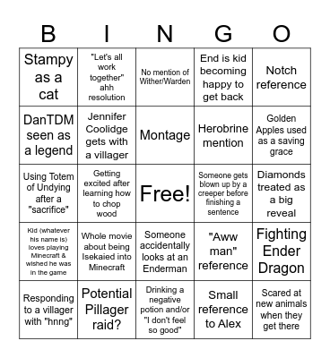 Minecraft Bingo Card