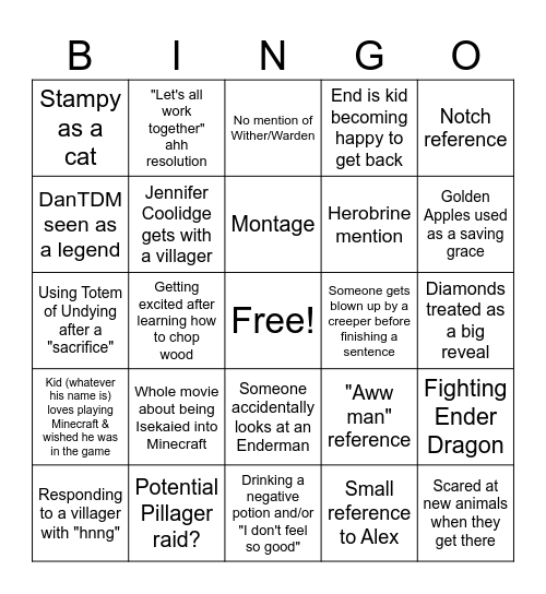 Minecraft Bingo Card