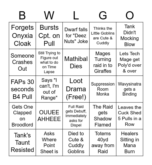 DwarfLord's BWLGO!! Bingo Card