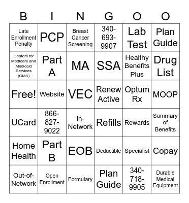 UHC Member Bingo Card