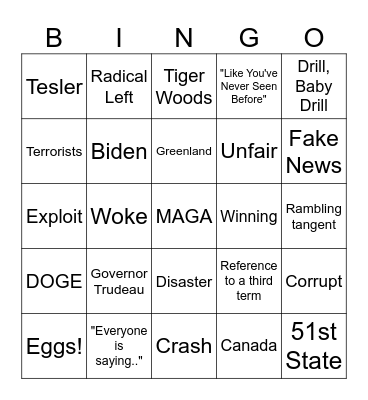 Spike's Liberation Day Bingo Card
