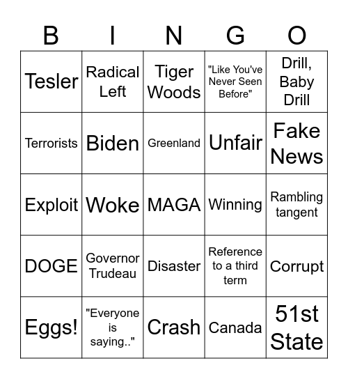 Spike's Liberation Day Bingo Card