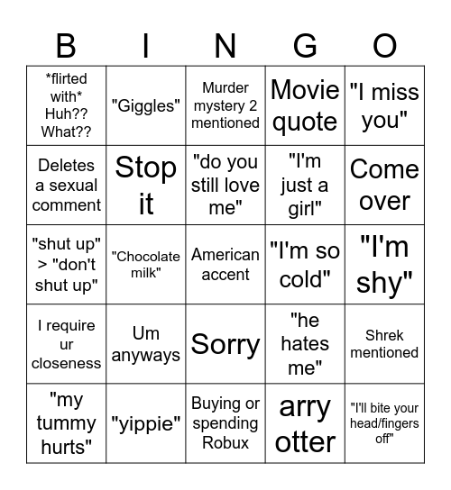 Ehmer Bingo Card