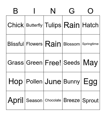 Spring Bingo! Bingo Card