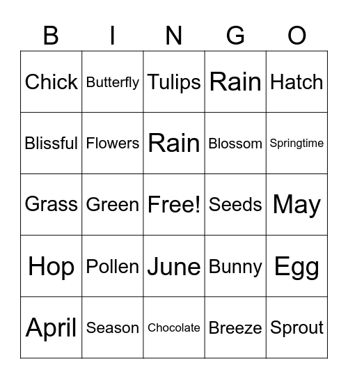 Spring Bingo! Bingo Card
