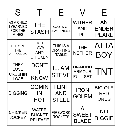 Jack Black Bingo Card