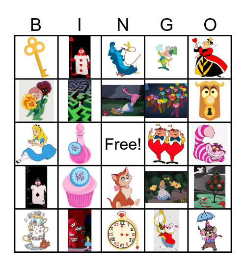 Alice In Wonderland Bingo Card