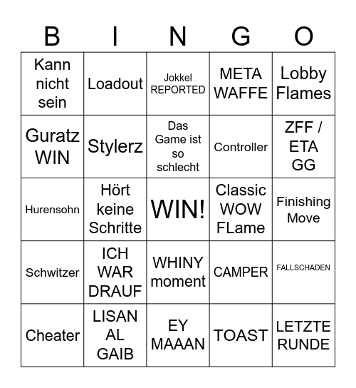 JOKKSI 23.4 KD WARZONE Bingo Card