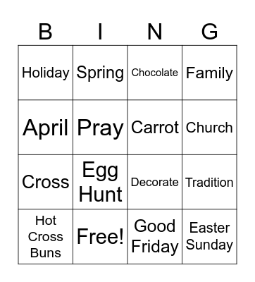 Easter Bingo Card