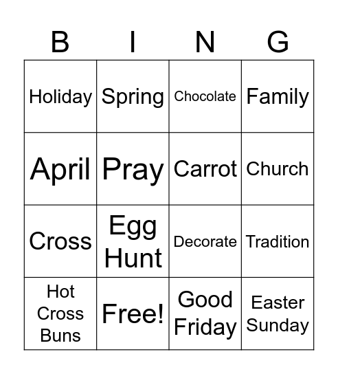 Easter Bingo Card