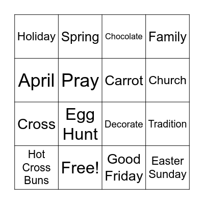 Easter  Bingo Card