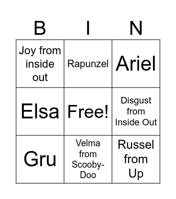 Disney Bingo Card