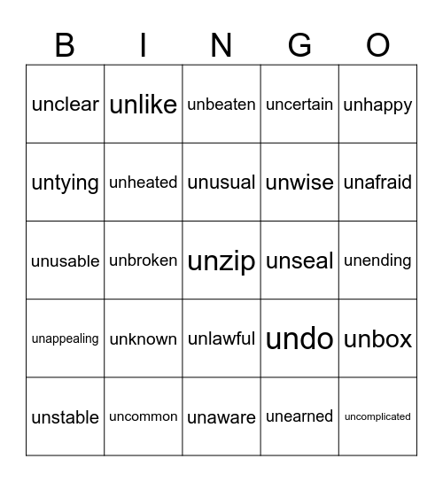 un Bingo Card