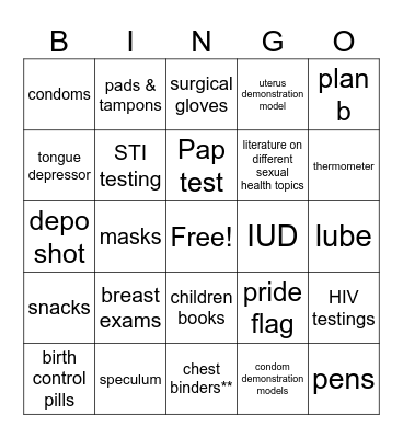 Planned Parenthood Bingo Card
