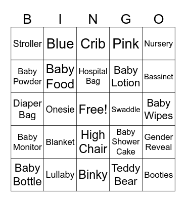 Baby Shower Bingo Card