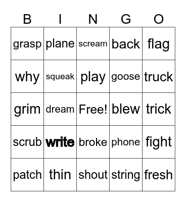 Phonics Bingo Card