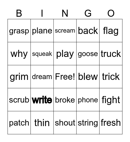 Phonics Bingo Card