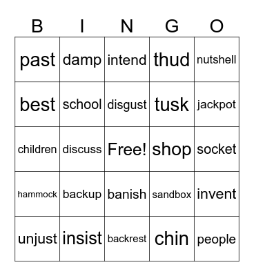 Phonics Book A Bingo Card
