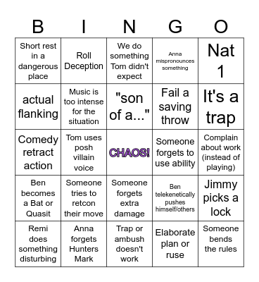 Tea Party Bingo Card