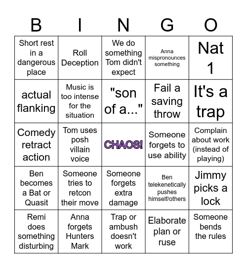 Tea Party Bingo Card
