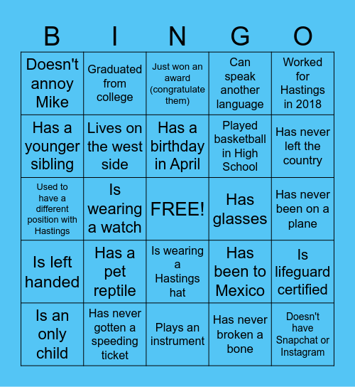 Find Someone Who... Bingo Card