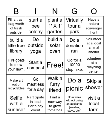 DISTek Earth Day Bingo Card