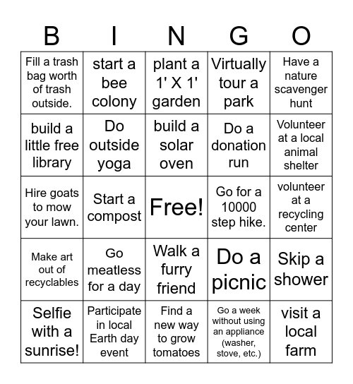 DISTek Earth Day Bingo Card