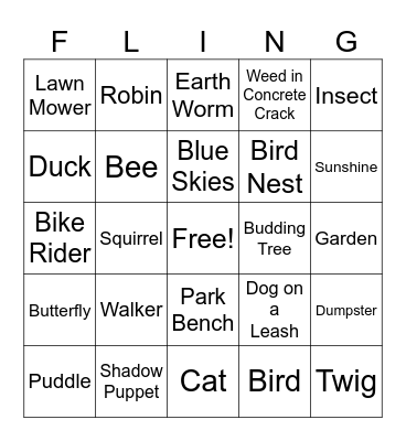 Spring Fling Bingo Card