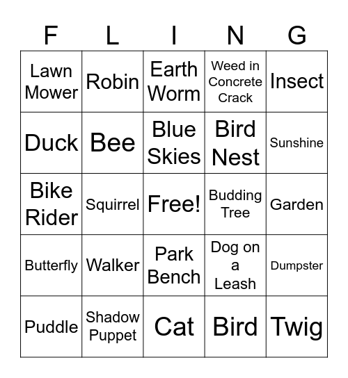 Spring Fling Bingo Card