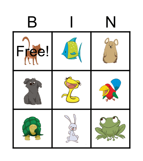 Animals Bingo Card