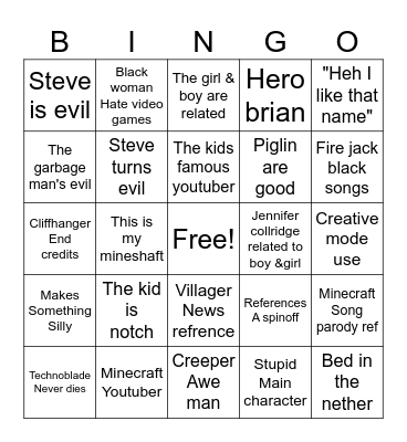 Minecraft Bingo Card