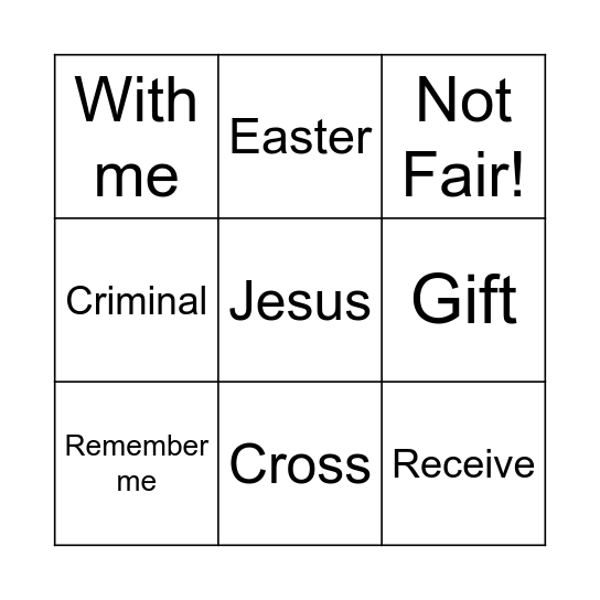 Sunday Bingo - cross off the words as you hear them! Bingo Card