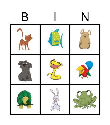 Animals Bingo Card