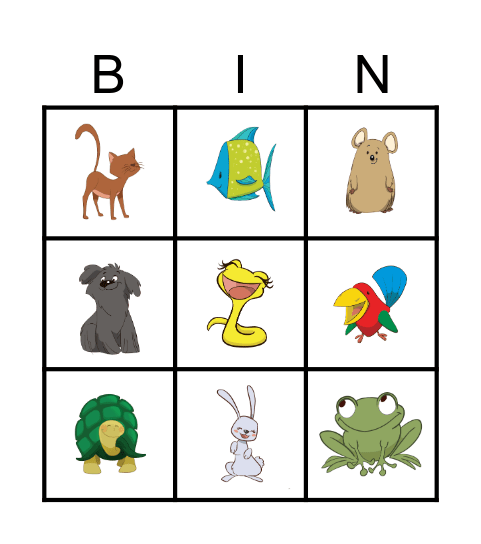 Animals Bingo Card