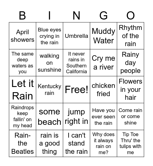 April Showers Bingo Card