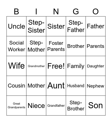 Family Bingo Card