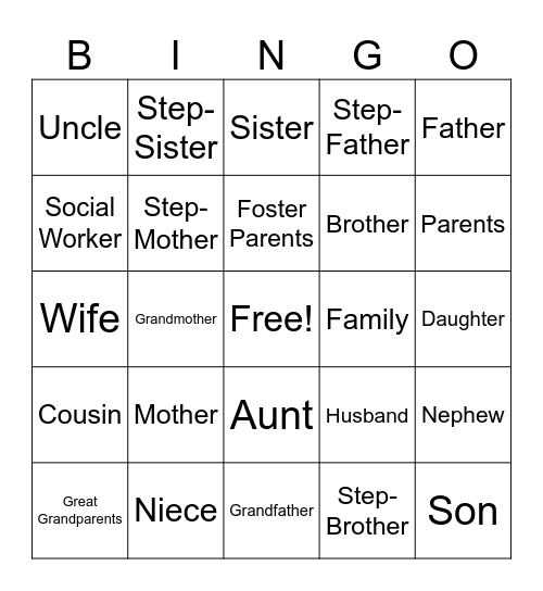 Family Bingo Card