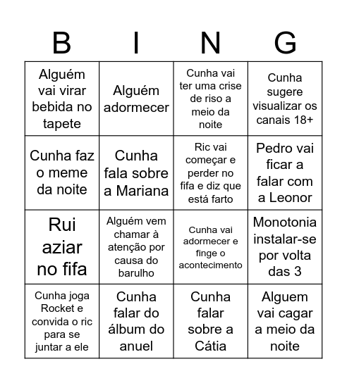 Rafa oum Faiv Bingo Card