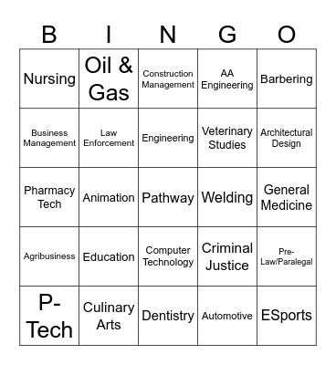 CTE PATHWAY BINGO Card