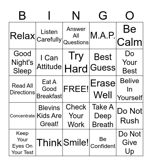 TESTING BINGO Card